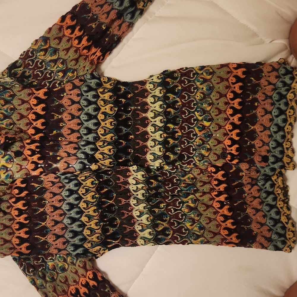 Lace Multi Color Button Down Blouse - image 1